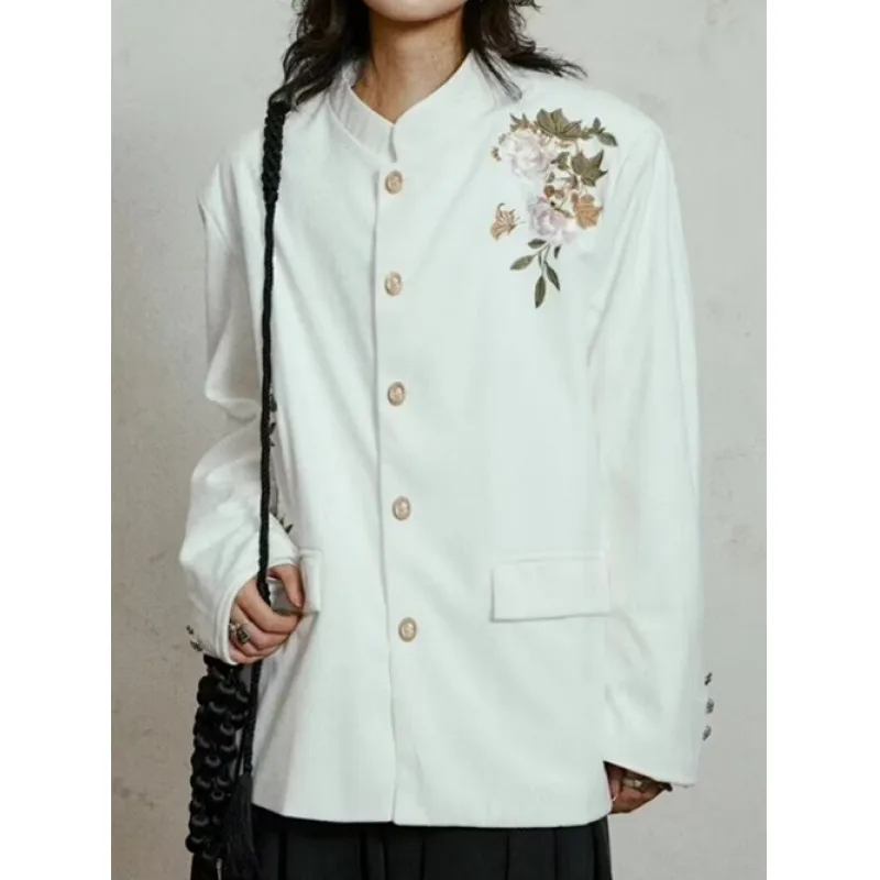 2026 Spring Chinese Style Tang Suits Men Balck Wedding Suit Jacket Man Embroidery Flower Coats Male Traditional Kung Fu Coats