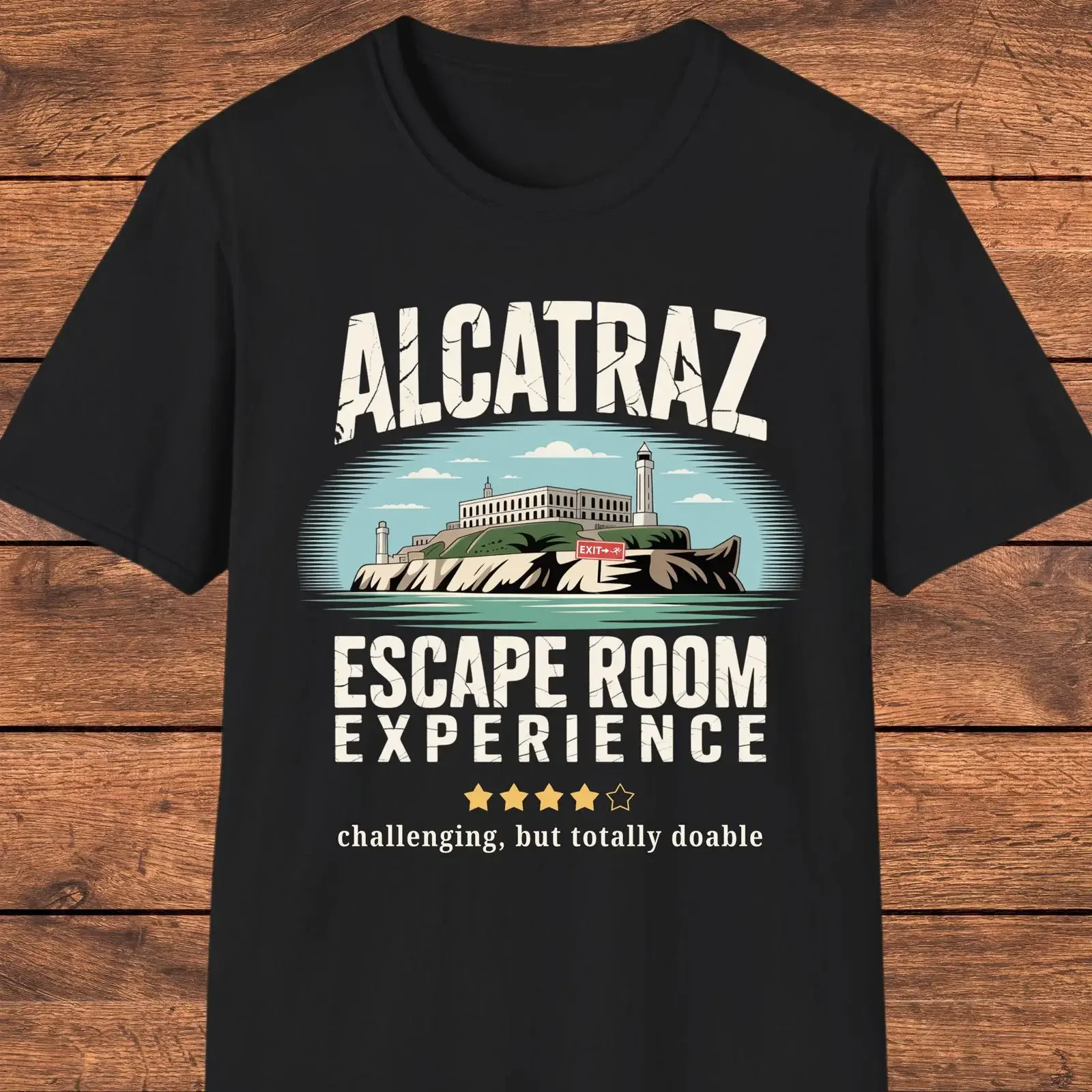 Funny Alcatraz Escape Room Experience T Shirt Prison Parody Review Tourist Souvenir Dark Humor for History Lovers vintage