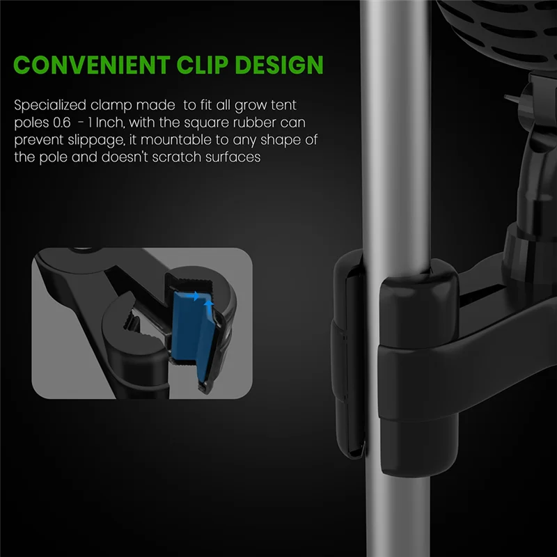 ABMF-Tenda Tumbuh Hidroponik Kipas Klip 6" dengan Motor EC Tahan Lama, Kecepatan Ganda untuk Pendinginan dan Sirkulasi Optimal, Steker UE