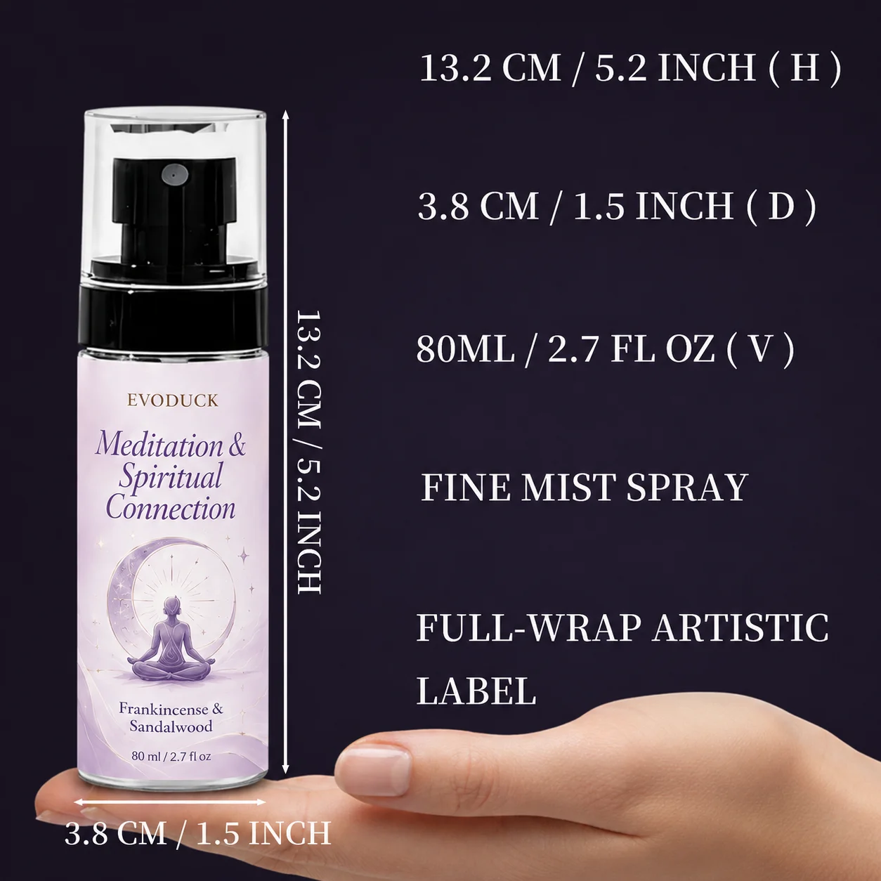 EVODUCK Meditation & Spiritual Connection Aura & Room Spray 3PCS Set, 3 x 80ml Frankincense & Sandalwood Fine Mist Fragrance, Warm Resin Woody Home Fragrance for Meditation, Bedroom, Sacred Space, Spiritual Ritual, Gift for Women, Friends & Daily Use view 6