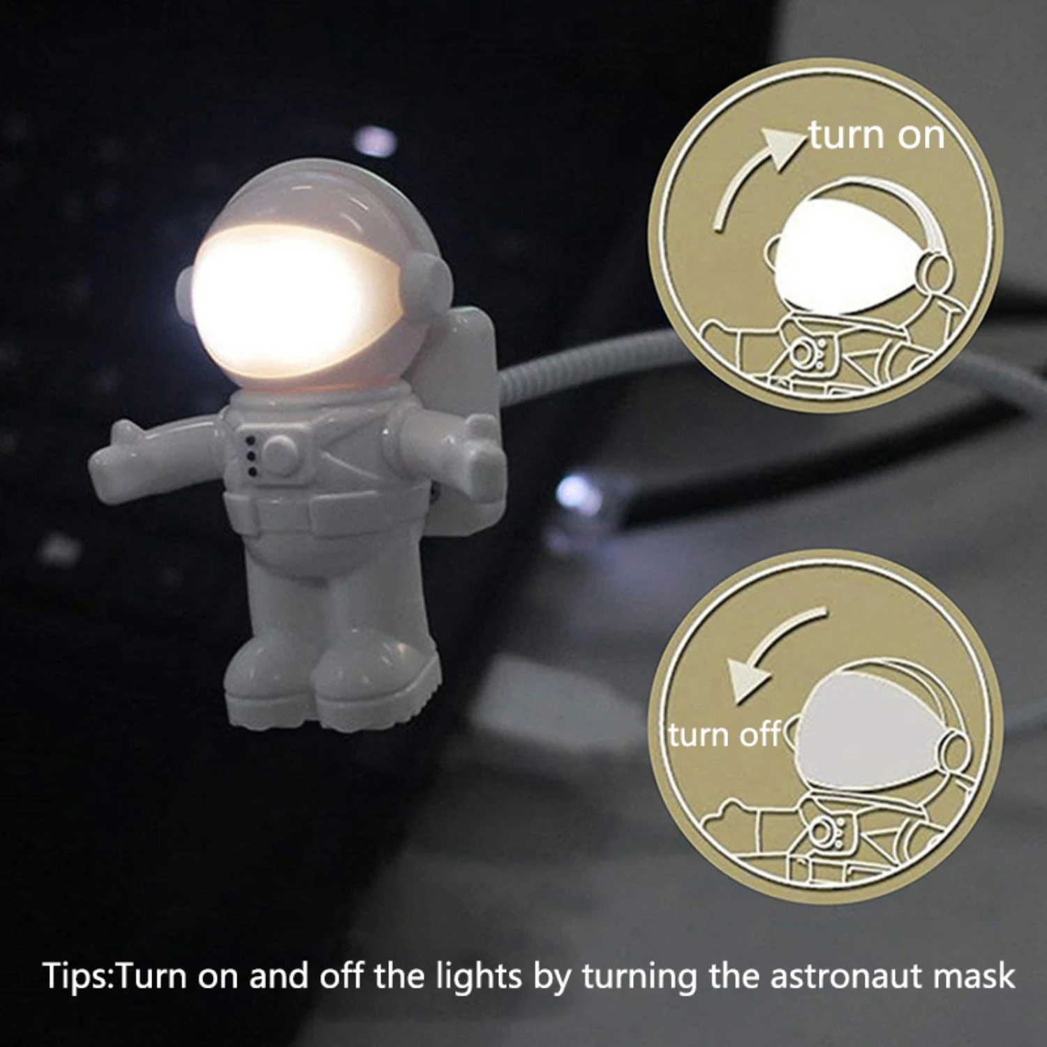 New Efficient, stylish Astronaut-themed Portable LED Desk Lamp - Perfect for Efficiently Working on Computer Laptop Keyboard, Re