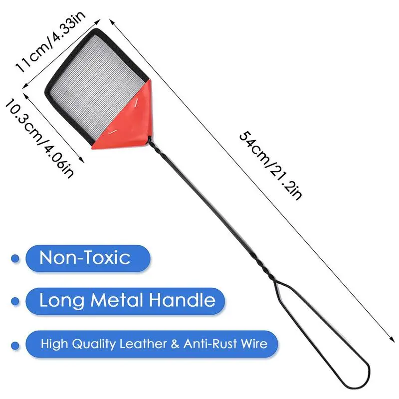 Large Fly Swatter Heavy Duty Manual Fly Swatter Hanging Flyswatter With Durable Long Wire Handle For Indoor Outdoor Use