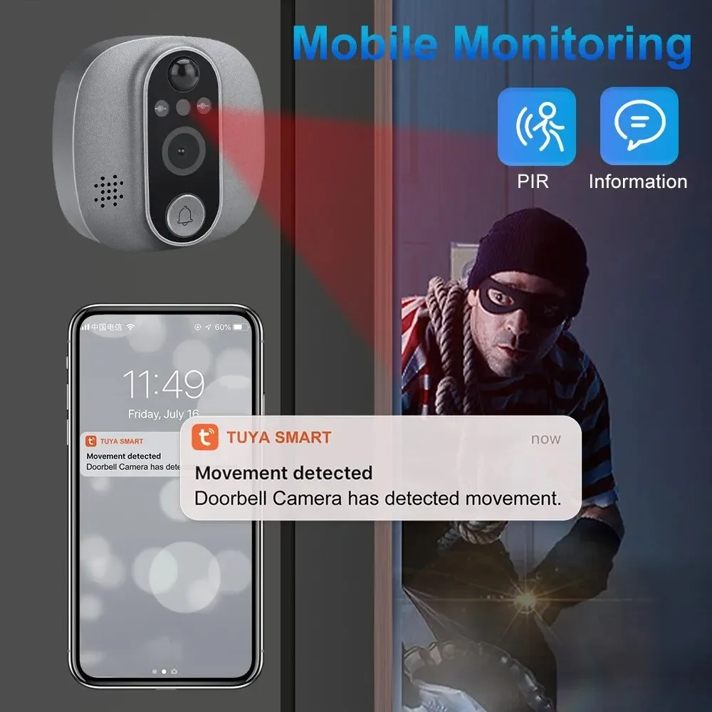 Imagem -03 - Tuya-campainha de Vídeo com Câmera Peephole 1080p Wifi Pir Olho de Gato Casa Visualizador Digital de Porta com Alexa 43 Pol