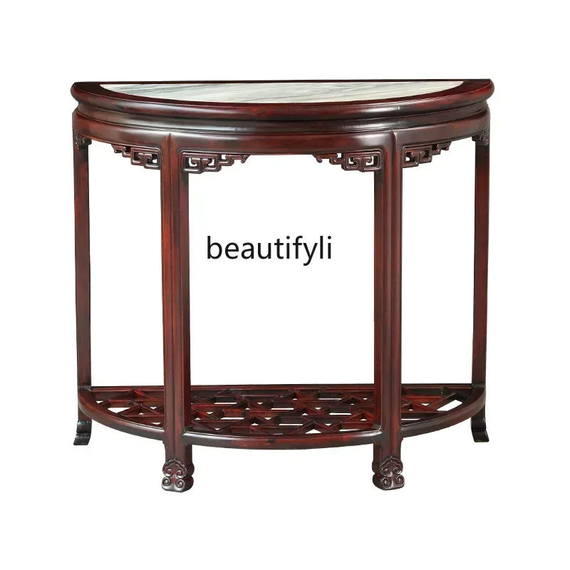 

l Modern simple mahogany entrance table against the wall semi-round table entrance cabinet Chinese entrance table