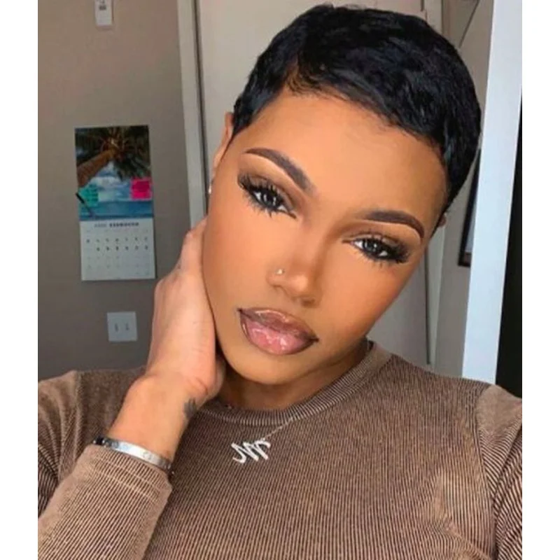 Short Hair Wigs for Women Soft Black Pixie Cut Wig