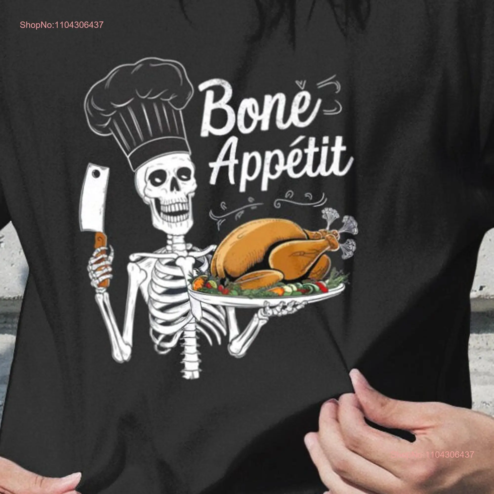 Bone Appetit T Shirt Funny Gothic Goth Kitchen Top Alternative Style Skeleton Black Halloween Heavyweight Crewneck