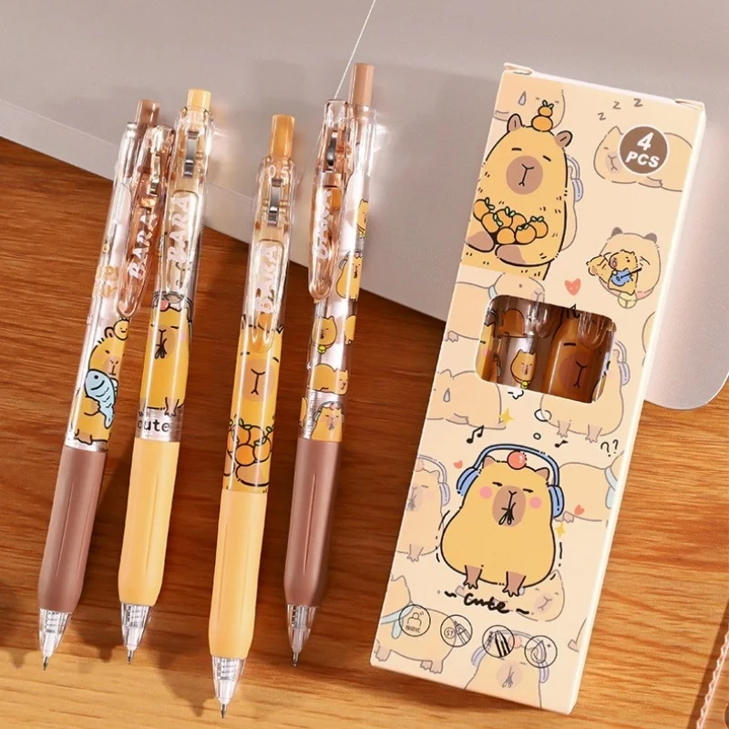 Capybara Einziehbarer Gelstift-Set ST Spitze 0,5mm Schnelltrocknende Schwarze Tinte Hochästhetisch Glatt Schreibend für Schüler und Büro