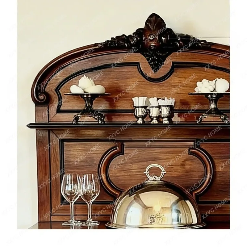 XXvintage wood-color hand-carved cabinet for distressed living room storage shelves