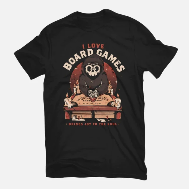 I Love Board Games Brings Joy To The Soul T Shirt Funny The Skeleton Wizard Men Graphic Tshirts Classic Slim Women Tops Tee