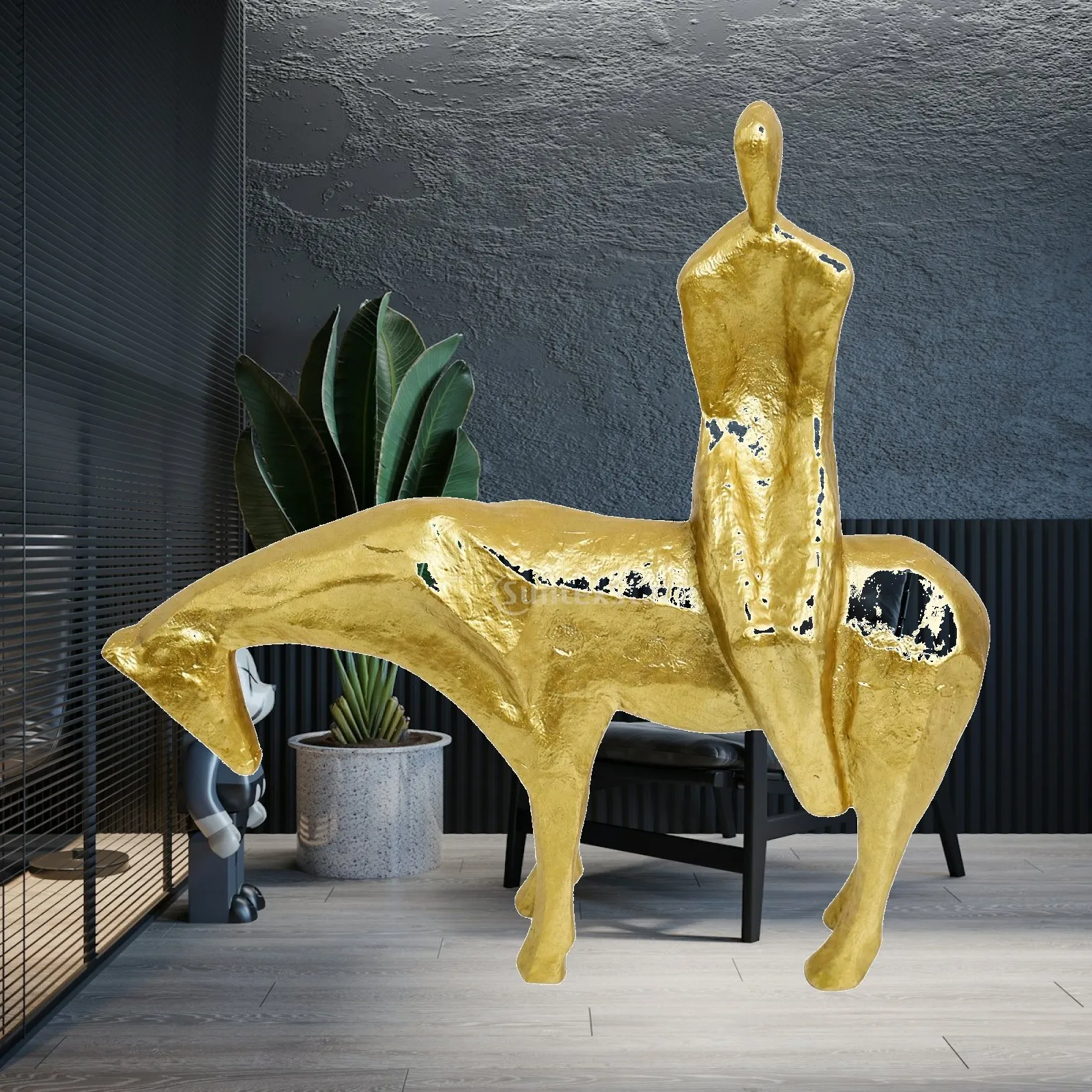 卓上装飾品、芸術的でミニマルなモダンなデザイン、抽象的な馬の像、コンソールテーブルや玄関に合うスタイリッシュな置物。