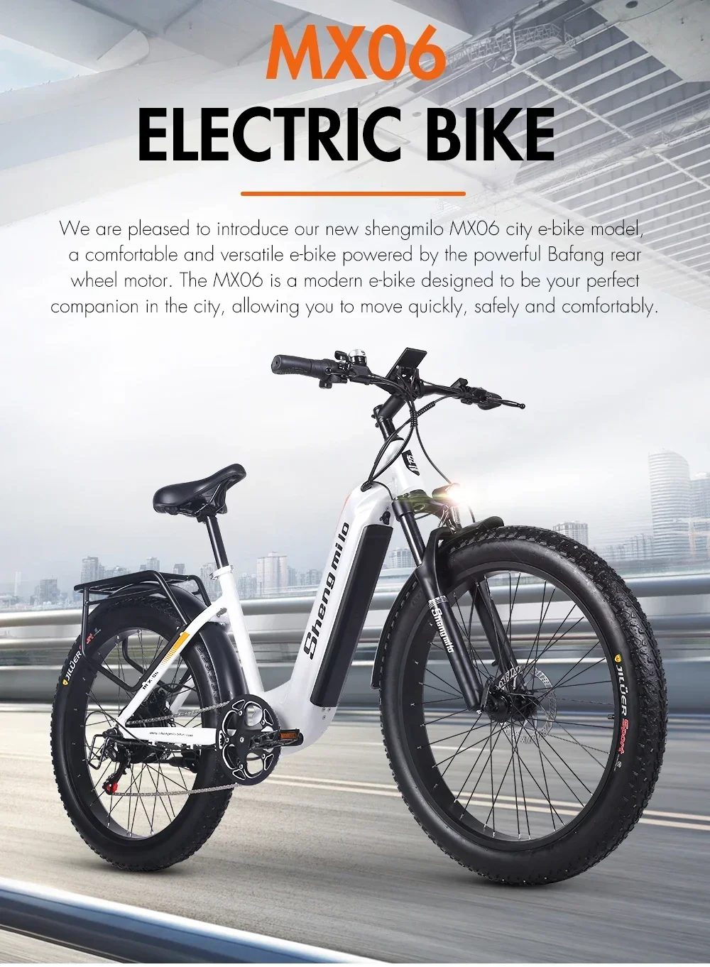 Mountain Electric Bike MX60 500W Motor 48V 17.5 Lithium battery 26-inch Tire Urban Commuter E-Bike 42KM/H Beach Travel E-bicycle