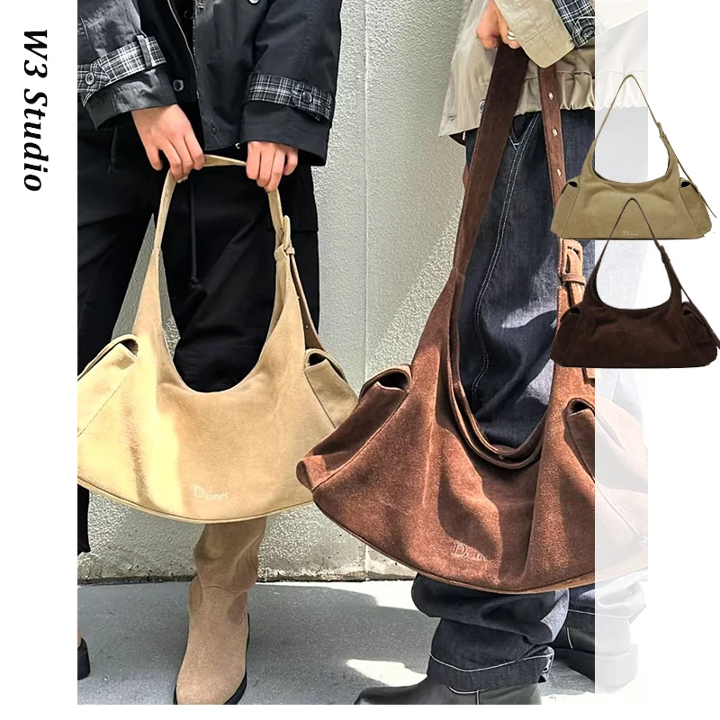 

Корейская замшевая бархатная большая сумка через плечо Capaci на одно плечо, осенне-зимняя сумка-тоут Deinet Meral для мужчин и женщин...