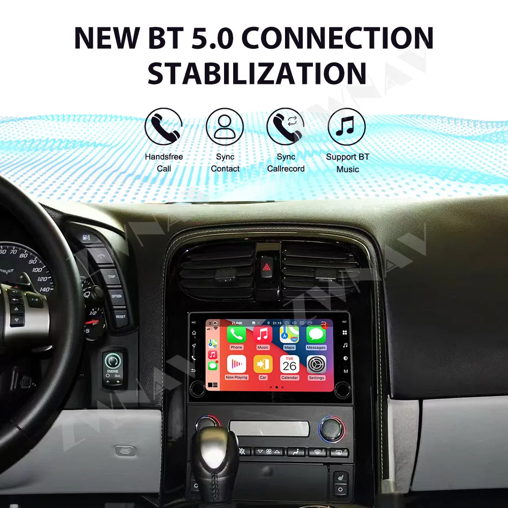 

8-дюймовый HD сенсорный экран для Corvette C6 2005-2013 Android 14 GPS-навигация WIFI 4G BT Carplay Автомобильный мультимедийный плеер Головное устройство