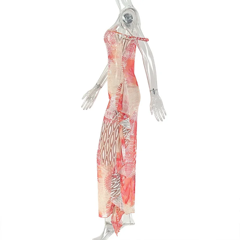 Printemps été sans manches élégant longue robe Maxi vêtements pour femmes décontracté fête travail soirée Sexy Club doré à pois robes