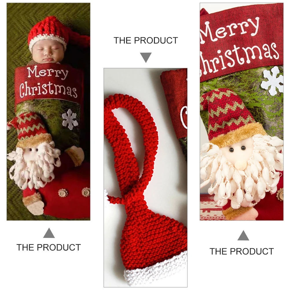 

1Set Christmas Hat Boot Photography Prop Soft Comfortable Photo Supplies Xmas Themed Photo Props
