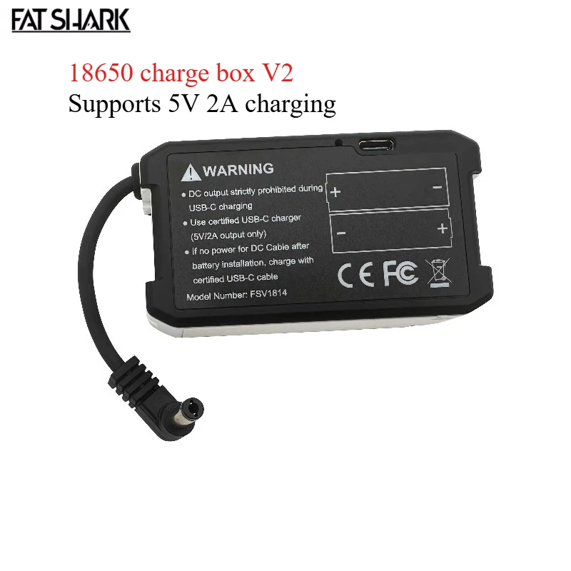 Gen 2 7.4V 18650 Battery Charge Case for Fatshark Portable DC Power Supply for FPV Walksnail HDZERO Video Glasses
