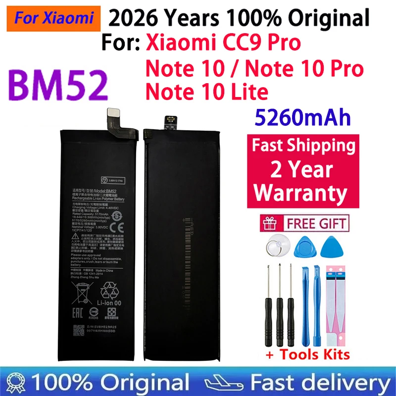 Original BM52 BM4J BN53 BN55 BN59 BN62 Battery For Xiaomi Redmi Mi Note 7 8 8T 9 9T 9S 10 10X 10S POCO M3 CC9 pro Lite Batteries