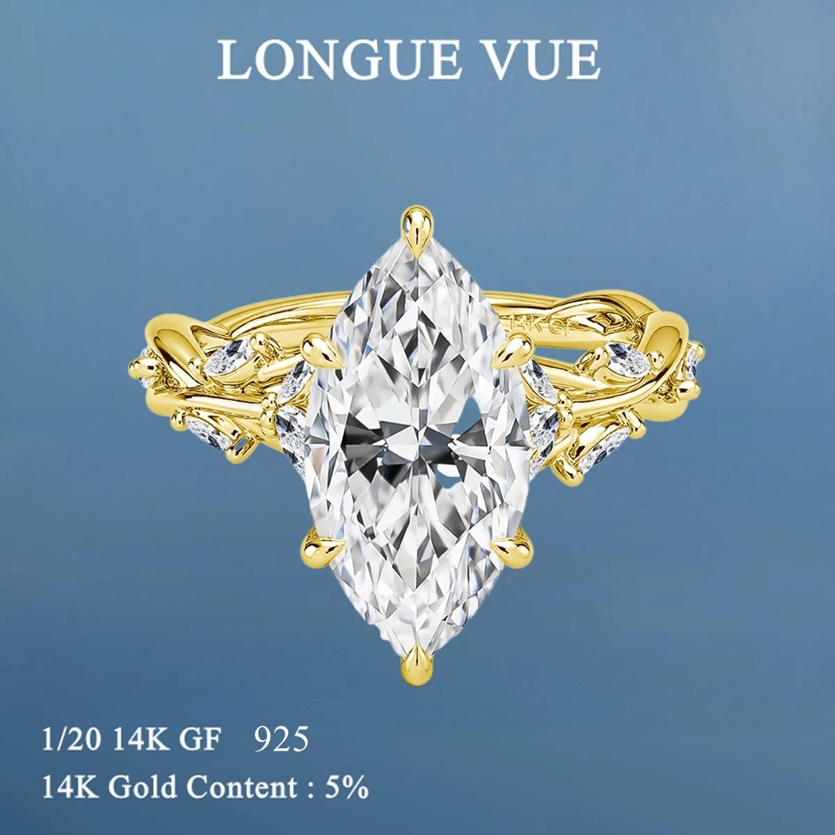 14k Gold Filled 3Carat Marquise Moissanite Engagement Rings for Women Twist Bridal Wedding Band Fine Jewelry