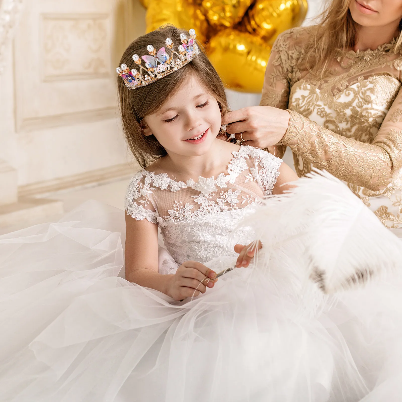 Crystal Crown Headband Gorgeous Rhinestone Hair Accessories for Birthday Festival Photography Crown Headband