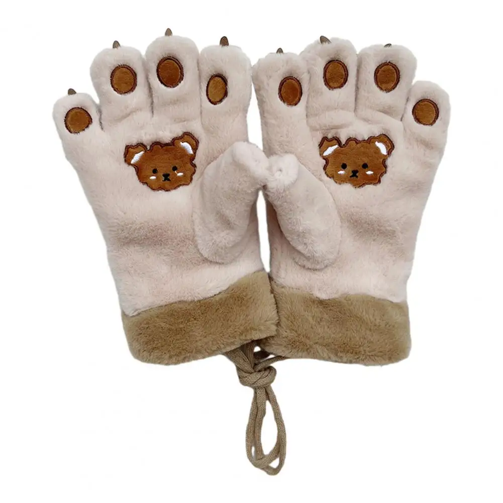 Windproof Gloves Cute Bear Paw Gloves for Women Ultra-thick Winter Warm Gloves Super Soft Cold-proof Wear Resistant Hand