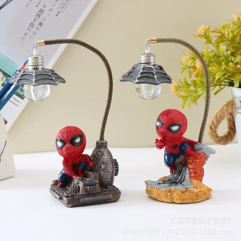 Spiderman Creatieve Wraak League Nightlight Pennenhouder Home Decor Hars Handwerk Kids Cadeau Decoratie Leren Pen Houder