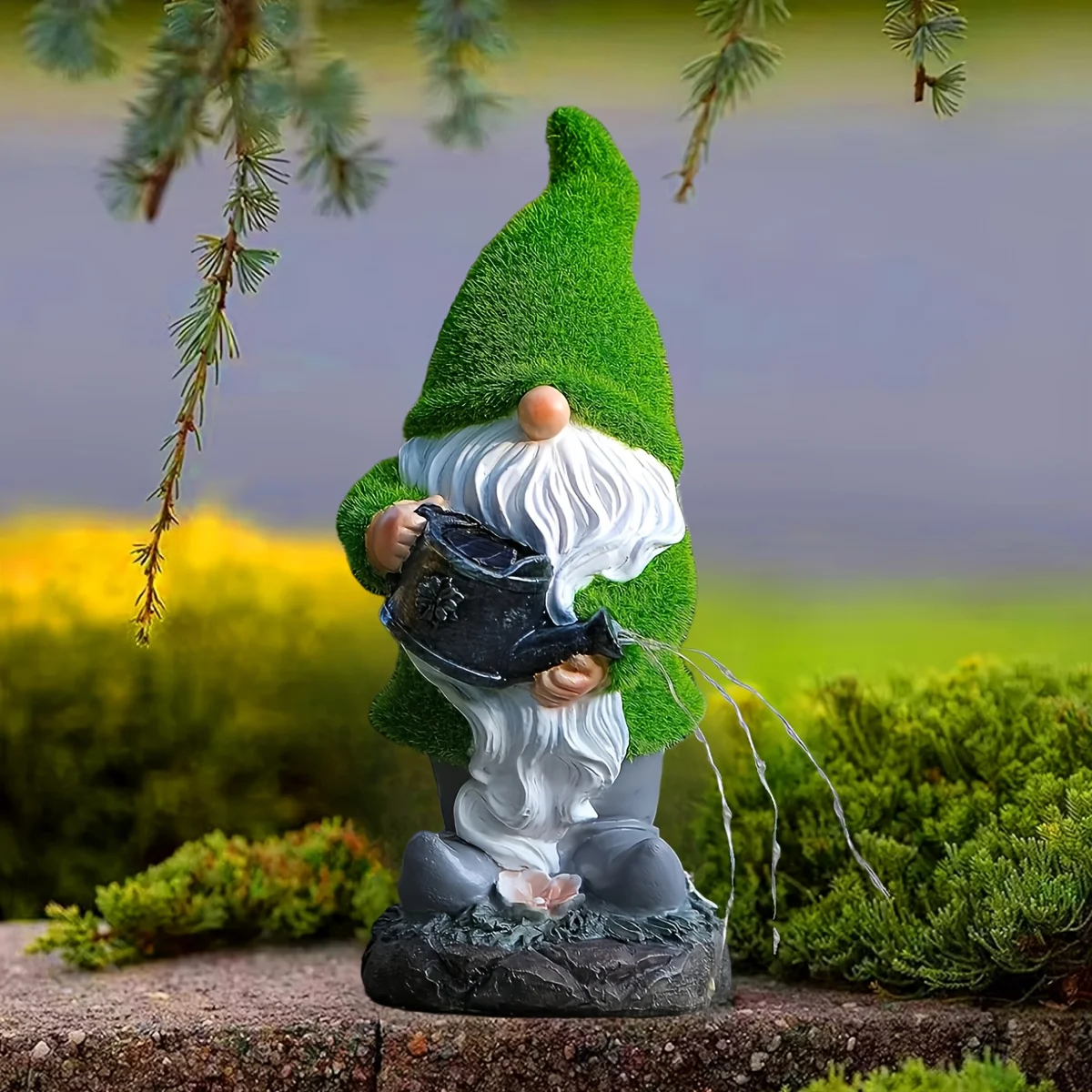 Outdoor Garden Solar Statue Light, Outdoor Gnomes Statues Decor, Garden Resin Flocking Gnome Watering Statue Decorative Light, for Patio Yard Lawn Porch Pathway Home Decor