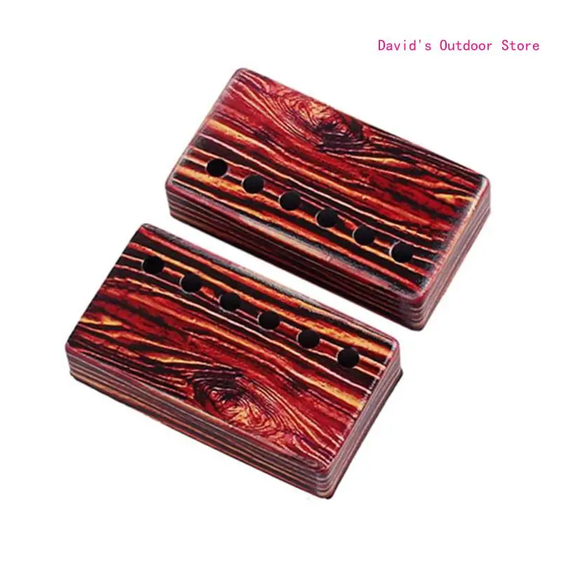 

2Pcs Colorful Red Grain Print Neck Bridge Humbucker Pickup Cover 50/52mm Rod Spacing for LP Electric Guitar X3UA