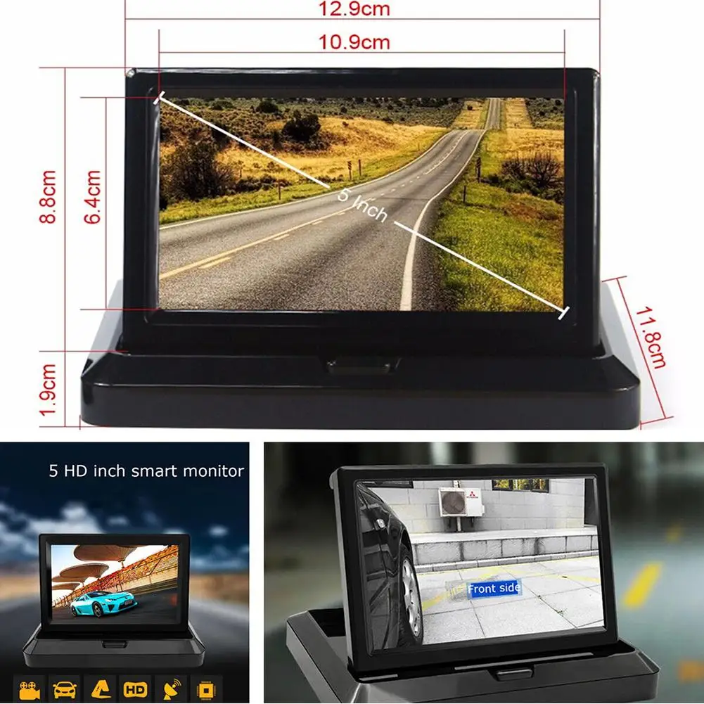 

5 Inch TFT LCD Hd Monitor Display Two-way Av Input Reversing Rearview Backup Camera Foldable Display