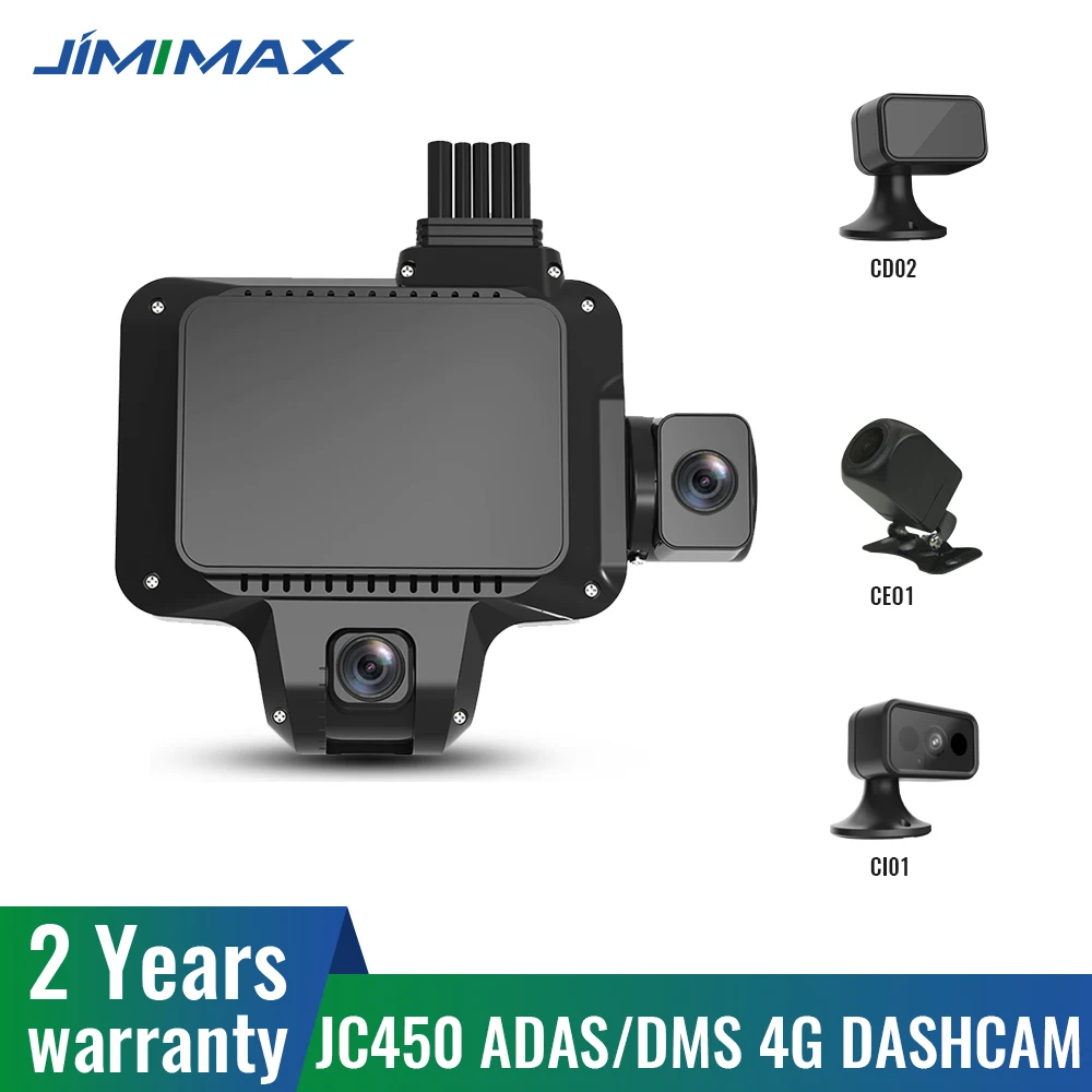 JIMIMAX ADAS 4G DashCam JC450Pro Car Camera Video Recorder 4CH/5CH Live View By Phone 7/24 Real-time Monitor AI Auto GPS DVR APP