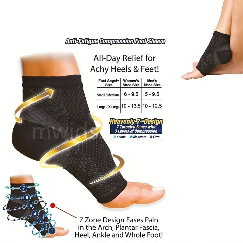 2 Pair Compression Socks for Ankle Support, Open Toe Design for Plantar Fasciitis Pain Relief