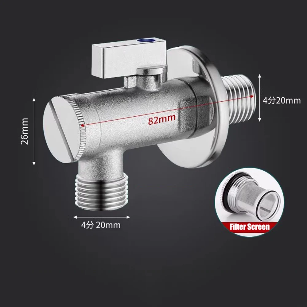 

Угловой кран из латуни/нержавеющей стали с фильтром G1/2, впускной клапан для смесителя, запорный клапан для воды для ванной комнаты, туалета, стиральной машины