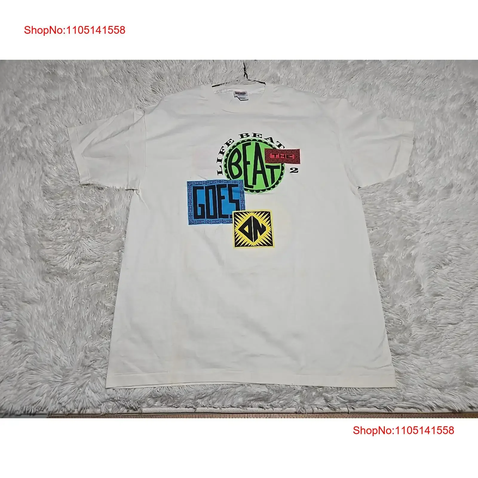 

Vintage Life Beat Goes On 2 Fight Aids XL T Shirt Dave Matthews Band Estefan 90s vintage Washed Casual Slightly Breathable