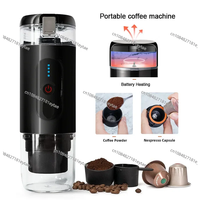 Portable coffee bean capsule coffee machine travel car home small battery heating outdoor