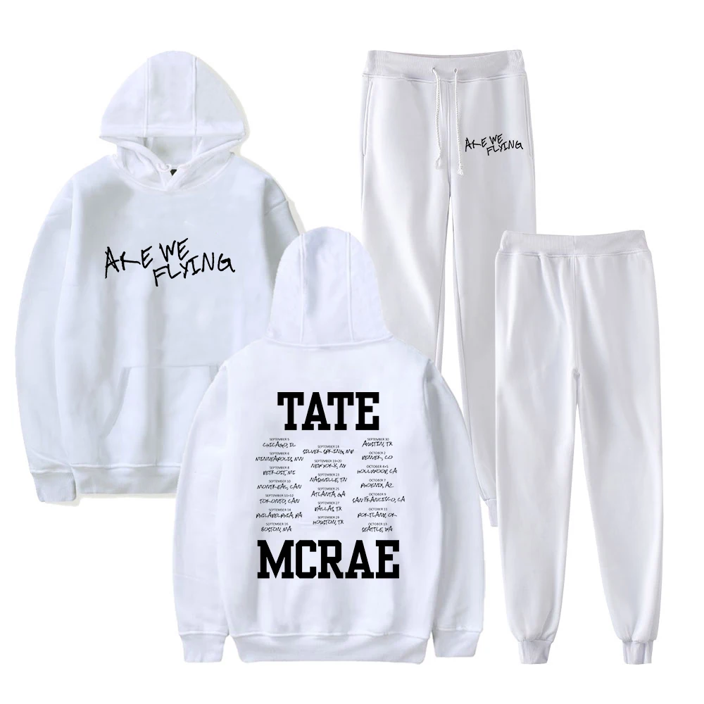 Tate McRae Are We Flying 2023 Tour Hoodie Jogger Pants Two Piece Set Sweatshirts+Sweatpants Hip Hop Clothes Men Women's Set