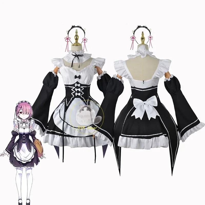 Rem Ram Maid Cosplay Costumes Re:Zero kara Hajimeru Isekai Seikatsu Kawaii cos dresses Re Life In a Different World Anime Maid