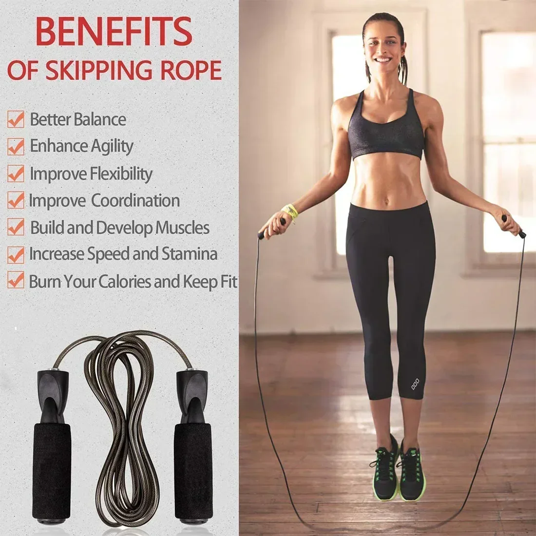 New Adjustable Length Steel Wire Jump Rope Speed Skipping Workout Fitness Kids Adults Sport Portable Exercise Training Equipment