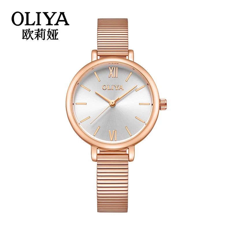 Reloj de cuarzo de estilo de lujo para mujer, reloj de pulsera de metal completo, esfera simple de moda, reloj de mujer