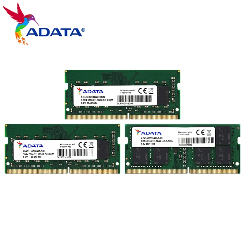 

Память ADATA Memoria ram ddr4 3200 МГц 32 ГБ 16 ГБ 8 ГБ SO-DIMM RAM Stick для ноутбука компьютера