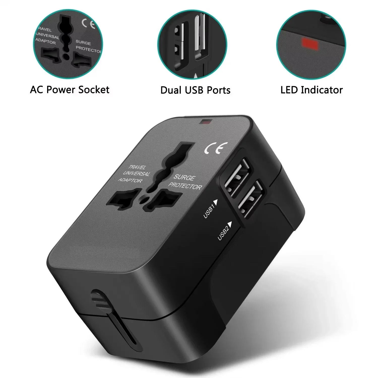 Xiaomi Universal Travel Adapter with Dual USB Port Power Adaptor UK to EU Plug Outlet Converter Socket Plug Adaptor Connector