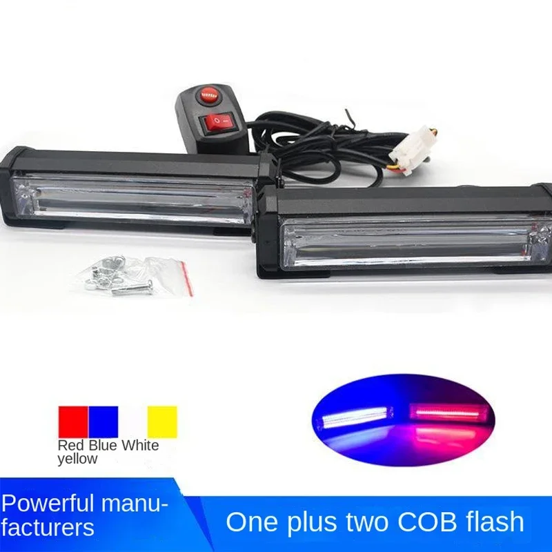 Luz de advertencia para coche y camión, luz estroboscópica larga Cob, reacondicionamiento de coche, techo de malla media, luz Led de advertencia, luz estroboscópica, indicador de carretera