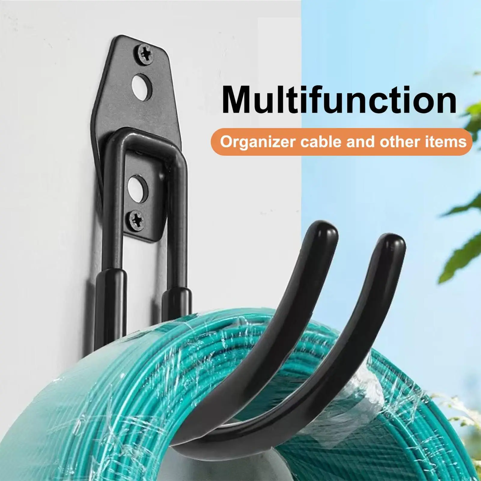 Multiple-uses EV Charger Metal Hook Wall Mount Heavy-Duty J-Hook for Cable Retractor Durable Steel Hook for Indoor/Outdoor Use