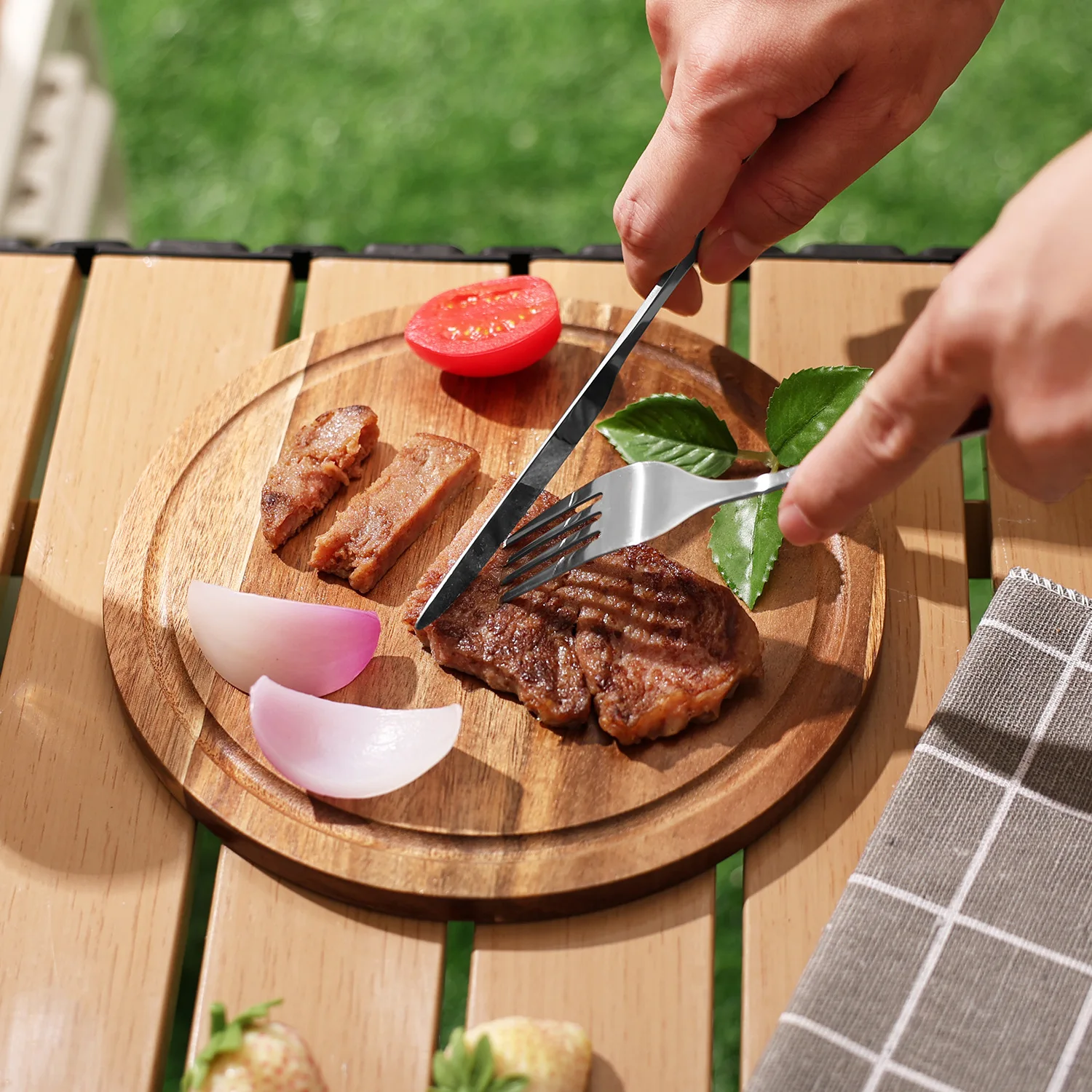 

Круглая хлебная доска из дерева акации — кухонные ножи размером 25 м, ручки для разделения, прочная, стильная