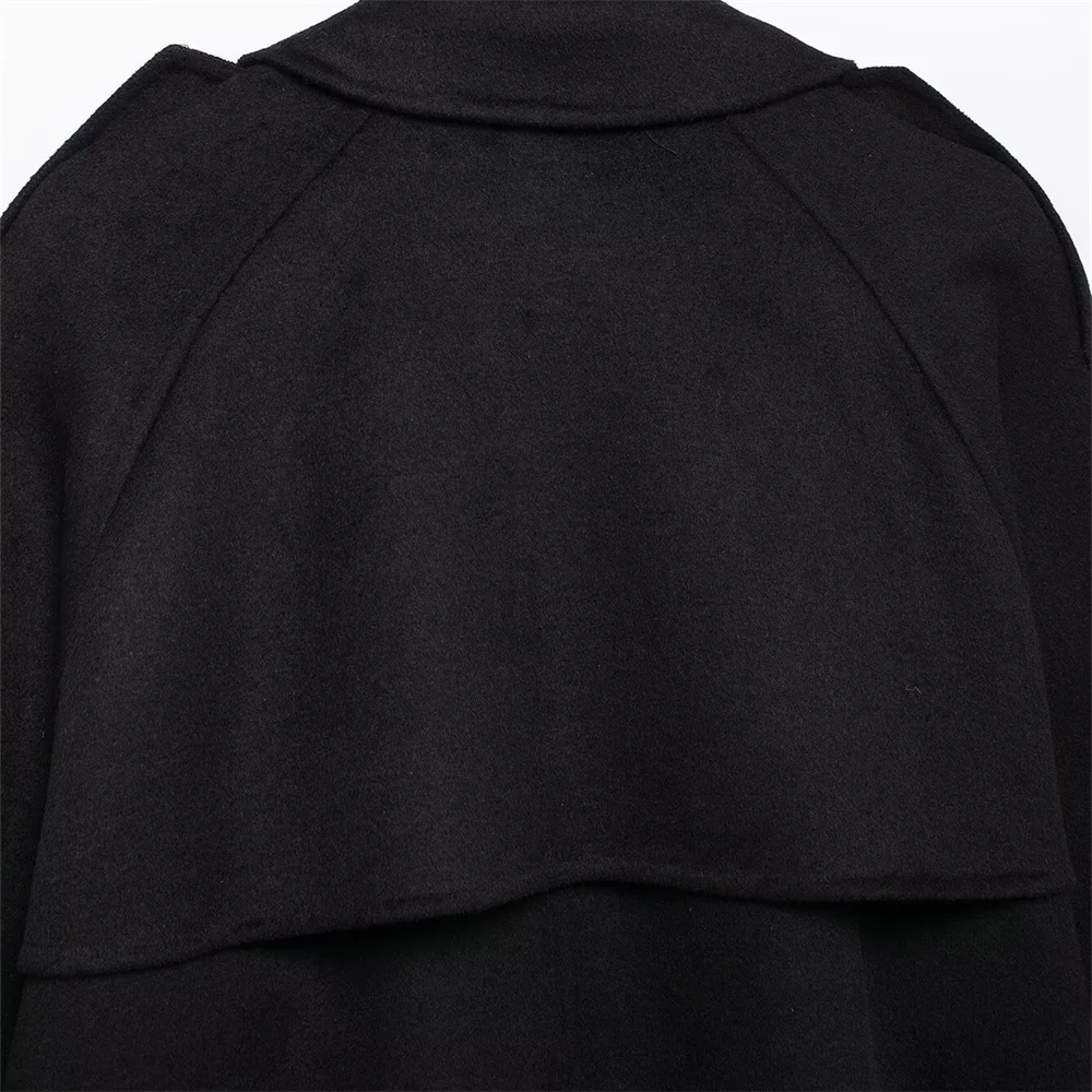 Cappotto corto doppiopetto tinta unita Cappotto casual a maniche lunghe con colletto della nuova collezione autunno/inverno
