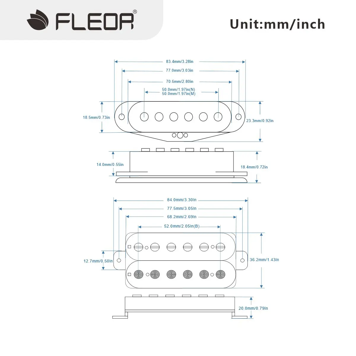 FLEOR 3PCS Alnico 5 Guitar SSH Pickup Set 5K+5K+14K Neck Middle Bridge Pickups for ST