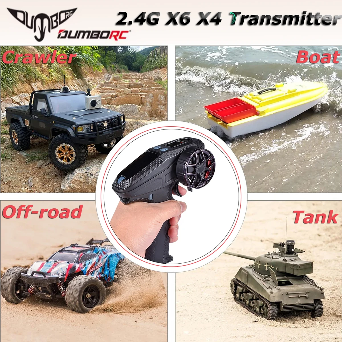 

DUMBORC X6 6CH X4 4CH 2.4G RC Radio Controller Transmitter with P6F P6DC P6DCG P6FG Receiver for RC Car Boat Tank RC Vehicle