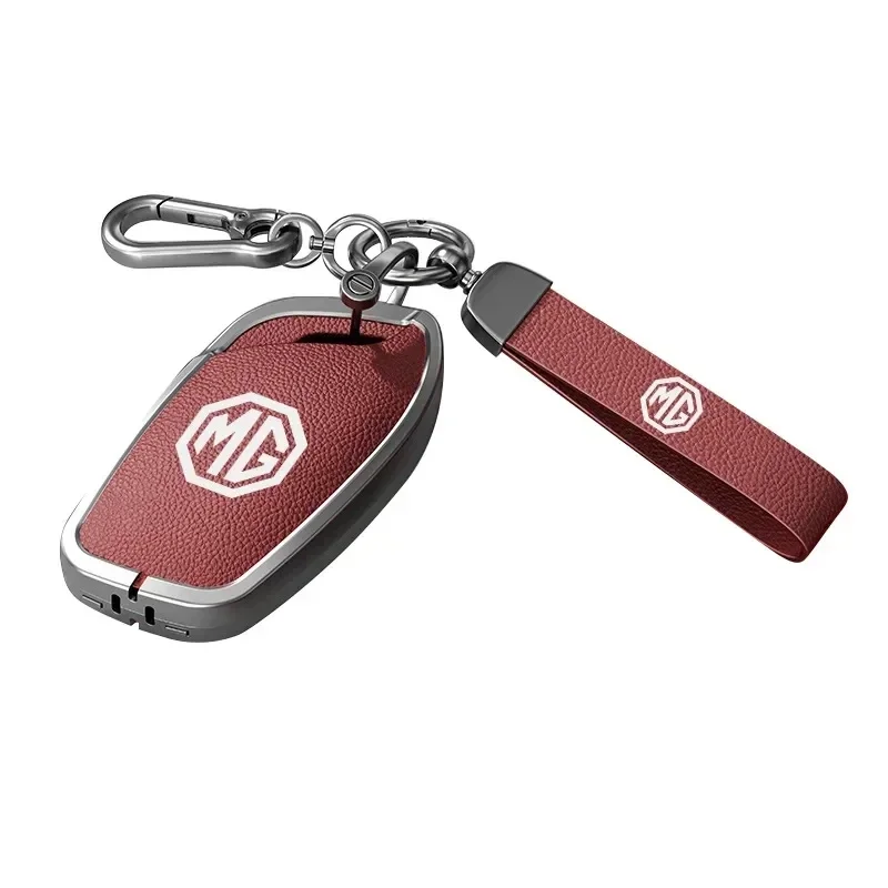 Capa Protetora de Couro para Chave Automotiva MG, Compatível com os Modelos Pro6/ZS/One/HS, e para MG5 e Roewe RX5