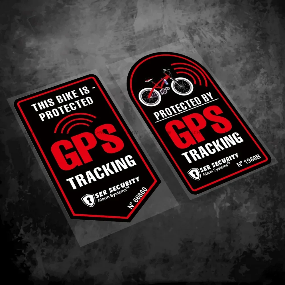 2PCS Bike Protected by GPS Tracking Stickers Bicycle Racing Cycling MTB Fold Tube Warning Decals Car Styling