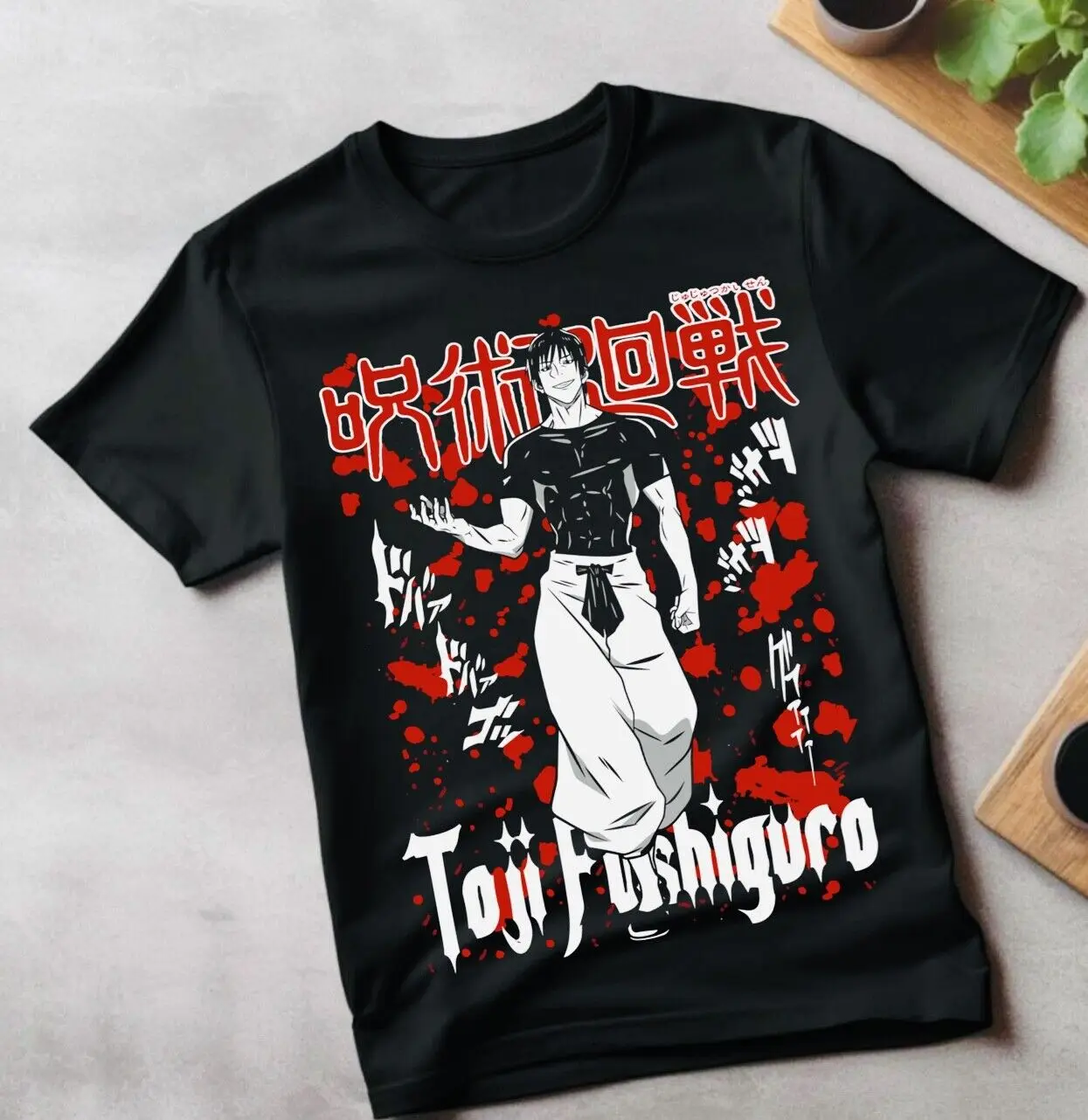 

Jujutsu Kaisen Fushiguro Toji T-shirt Anime Horror Black Short Sleeve All Size