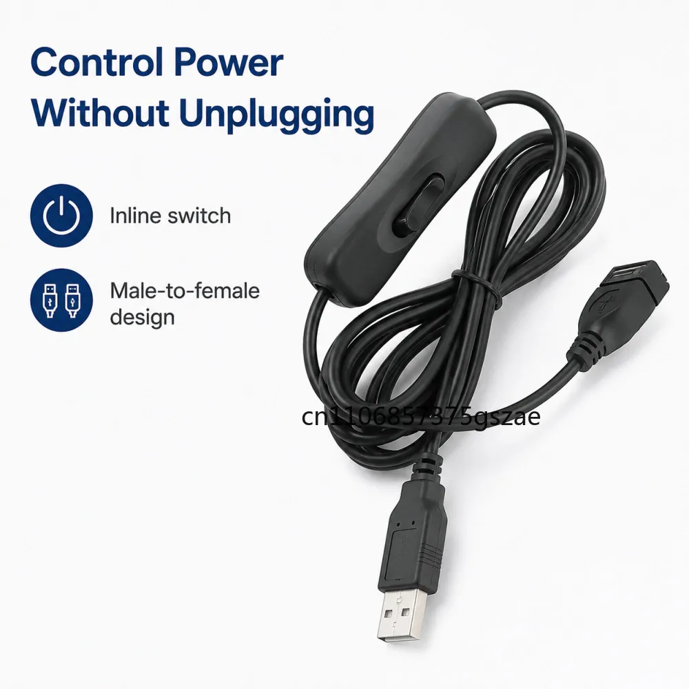1Pc USB Cable Male to Female Switch ON OFF Cable Toggle LED Lamp Power Line 0.3m/1m/2m