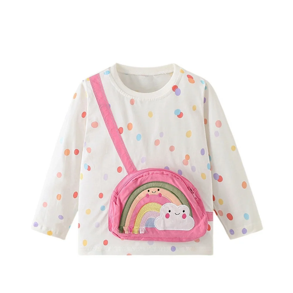 Jumping Meters 3-8T Regenbogen-T-Shirt mit langen Ärmeln für Mädchen, Kinder, Herbst, Frühling, Kinderkleidung, modische Kleidung für Kleinkinder – Detail 3
